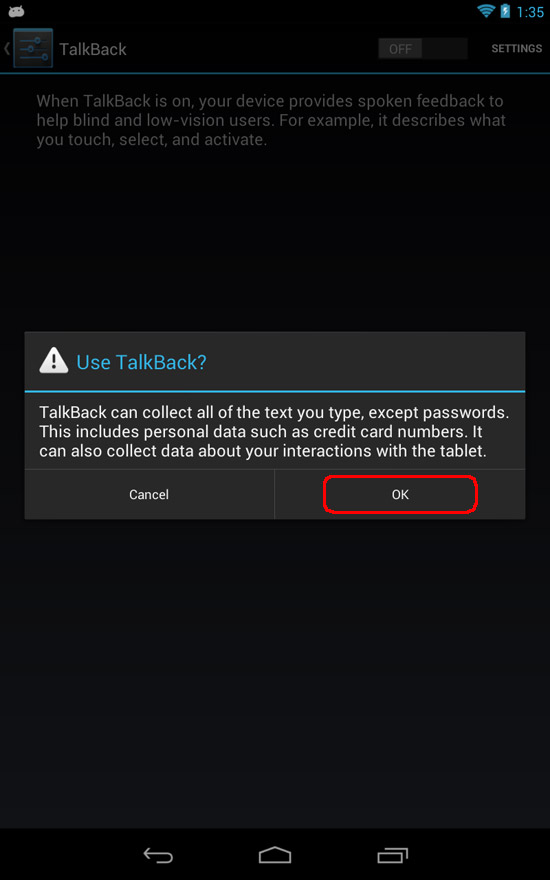 use speak password on android nexus 7